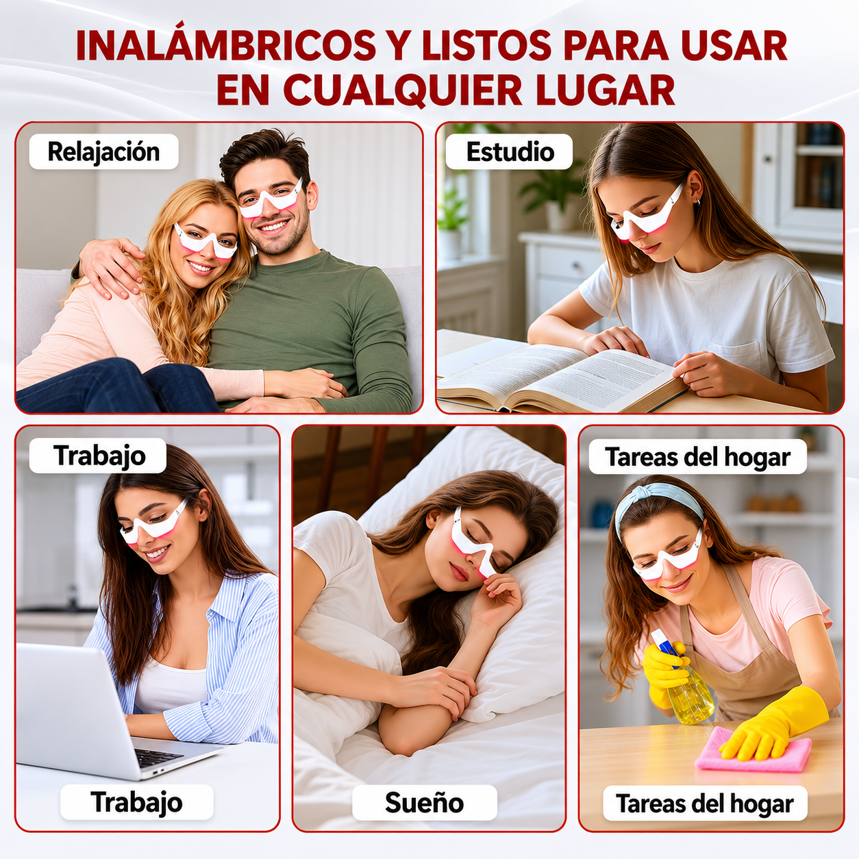 Gafas de terapia con luz roja para ojos, dispositivo contra ojeras y bolsas.