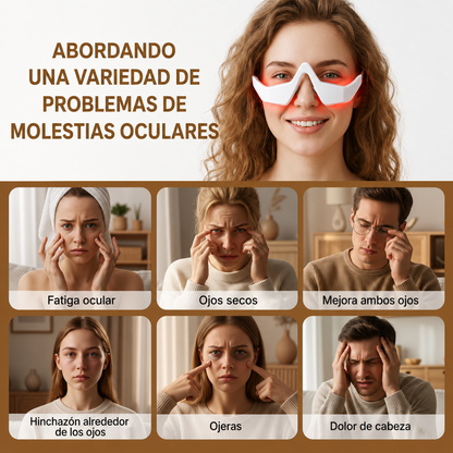 Gafas de terapia con luz roja para ojos, dispositivo contra ojeras y bolsas.